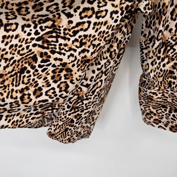 Chicos 2 Leopard Button-Up Shirt tunic Womens Size XL No-Iron Cotton stretch - Picture 10 of 14